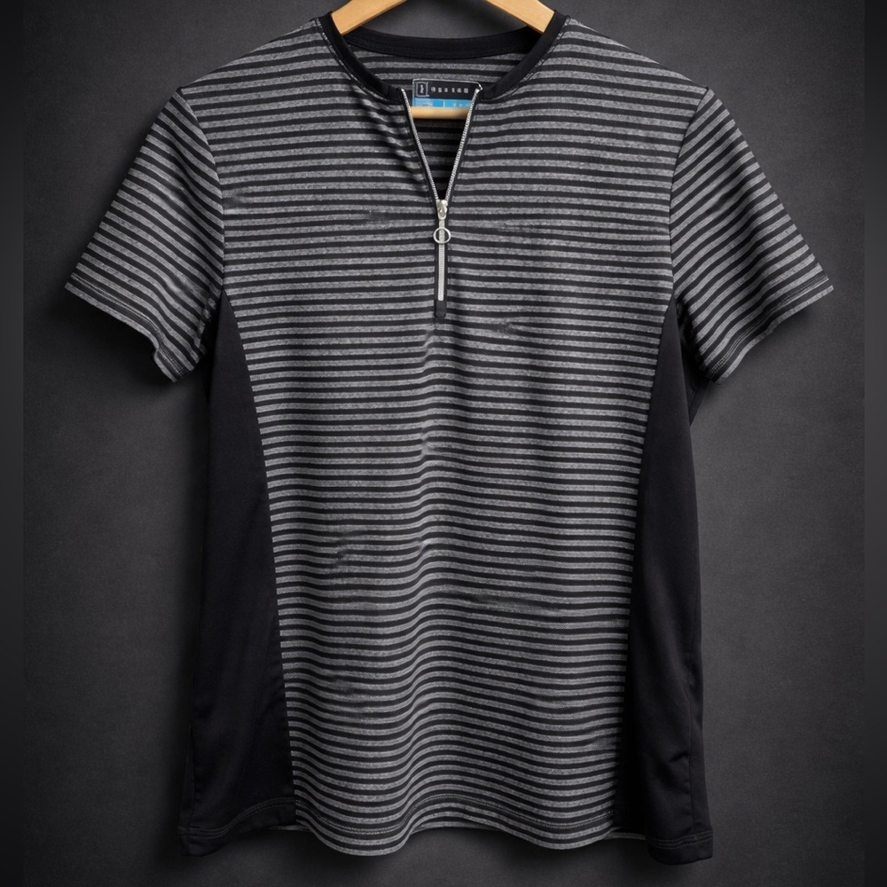 PGA TOUR Airflux Golf Top Women’s L Black Gray 1/4 Zip Performance